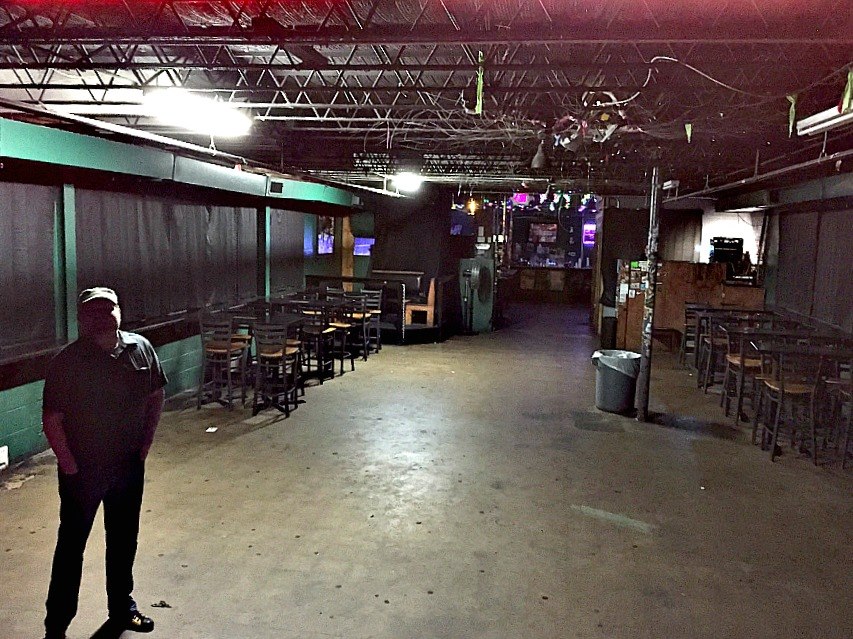 Gabe facing the stage during our soundcheck. — with Gabriel Doman at Gabe`s Iowa City.