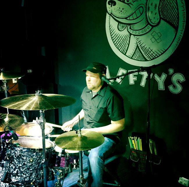 Gabe soundchecking . — with Gabriel Doman at Lefty`s Live Music.