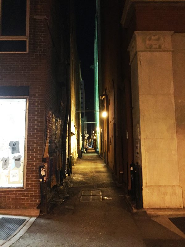 The narrowest alley in Knoxville. — at Market Square, Knoxville.