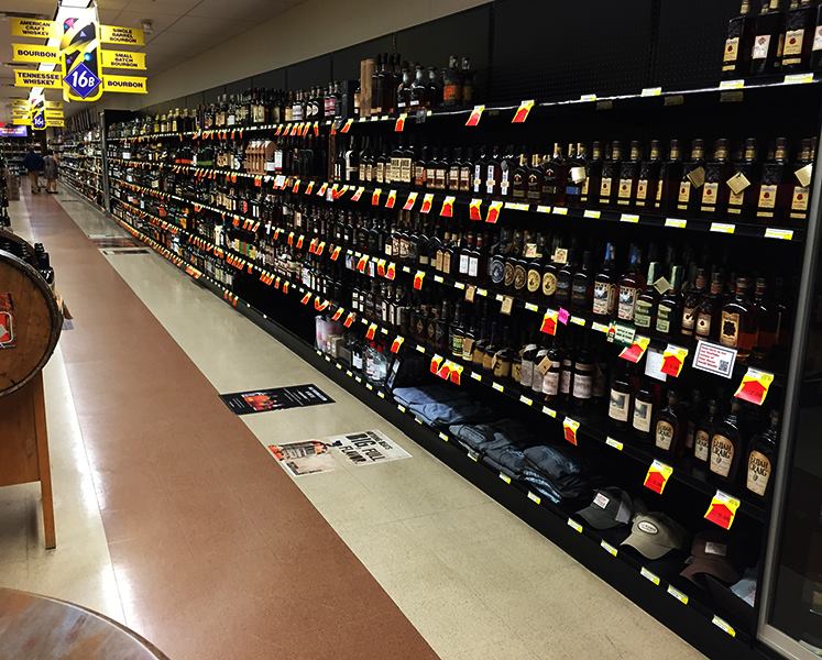 The bourbon and rye selection in Newport, KY