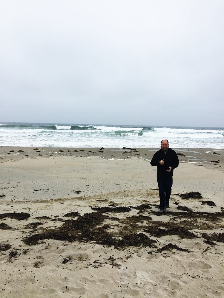 Gabriel Doman taking in the salt water air. — in Wells, Maine.
