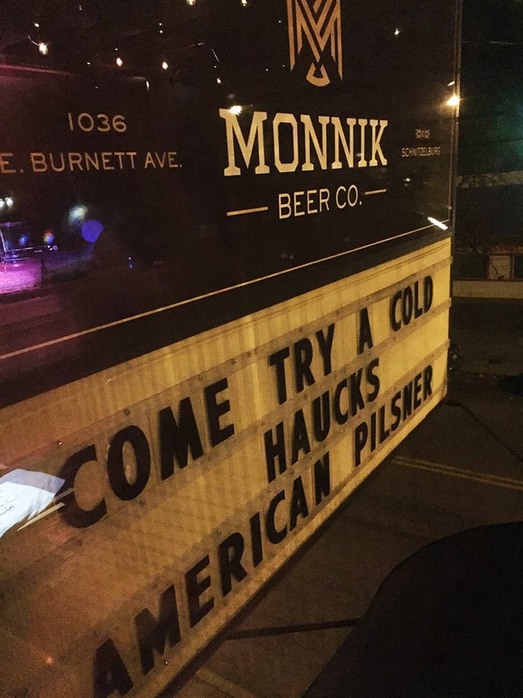 The street from the upstairs band room at Monnik Beer Co. — at Monnik Louisville.