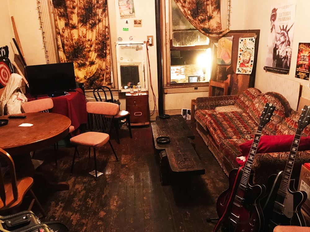 The green room at Nietzsche`s with Reverend Guitars — at Nietzsche`s.