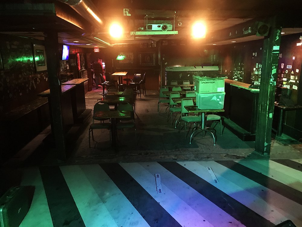The view from the stage at load-in. Rubble`s Bar, Mount Pleasant, MI