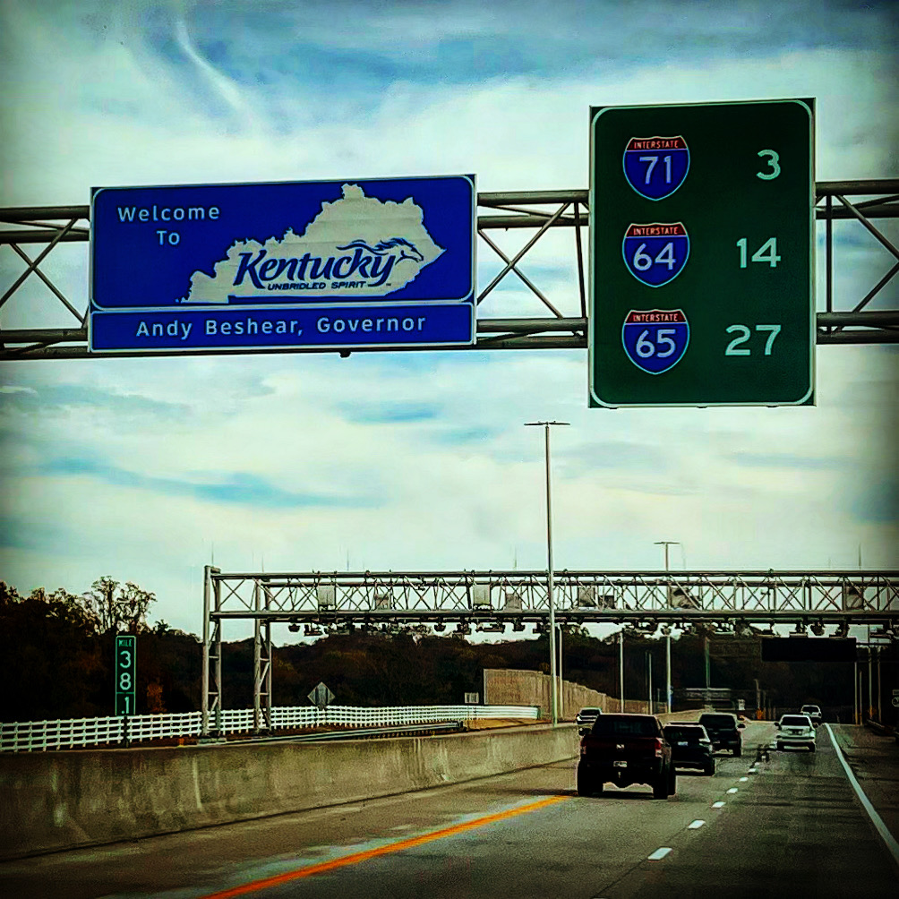Crossing the Illinois line into Kentucky. "Hey Kentucky, where you going?" xx