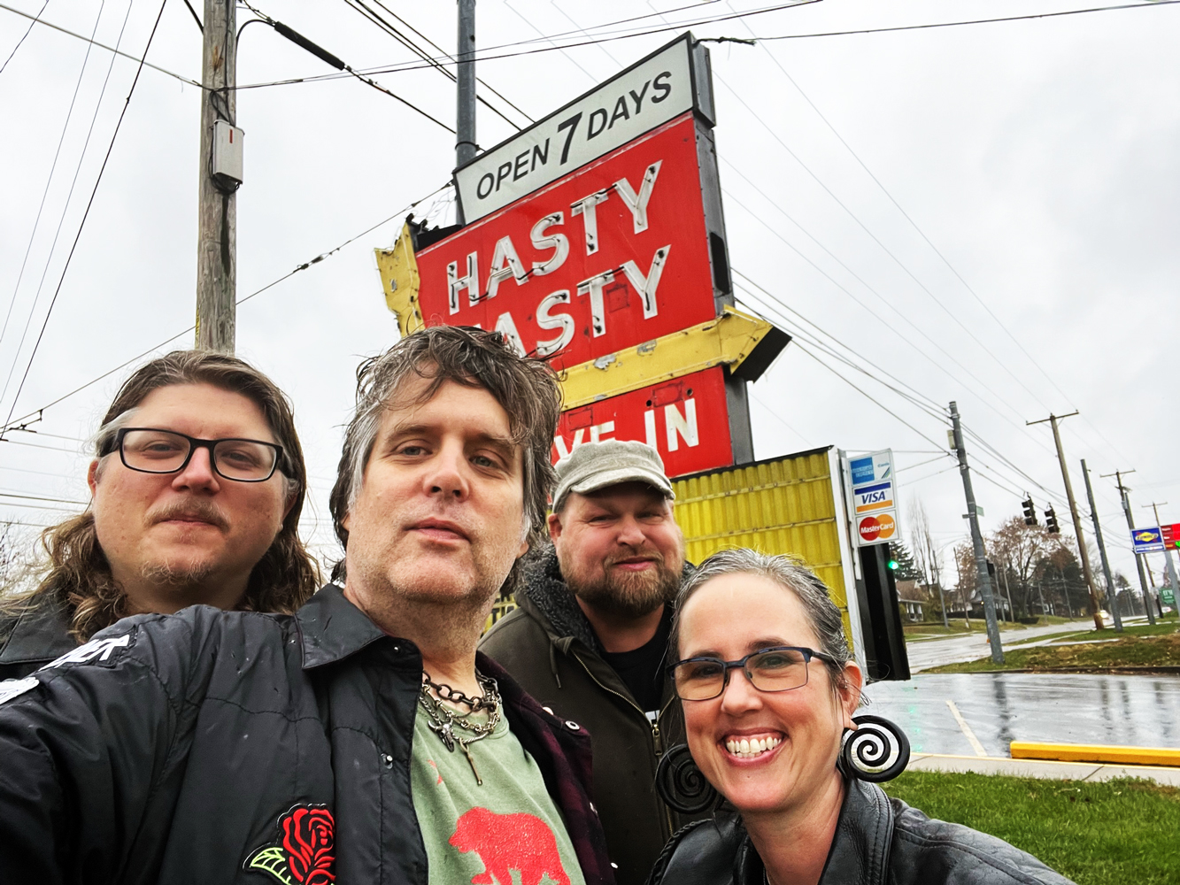 Annual selfie with Gretta at the Hasty Tasty Pancake House — with Gabriel Doman and Jeremy Porter.
